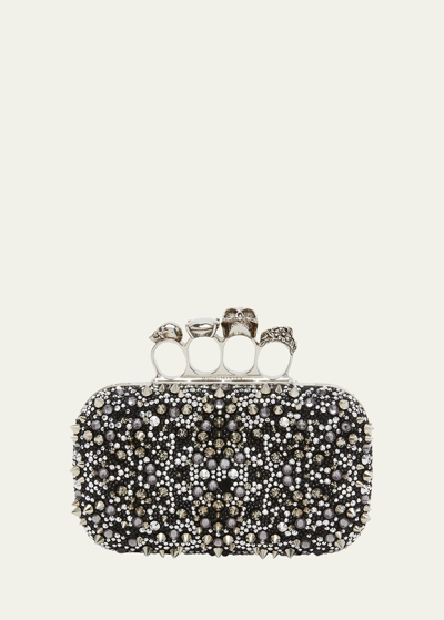 ALEXANDER MCQUEEN SKULL FOUR-RING SEQUIN CLUTCH BAG