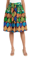 STUDIO 189 COTTON WAX MIXED PRINT BELTED MIDI SKIRT MULTICOLOR