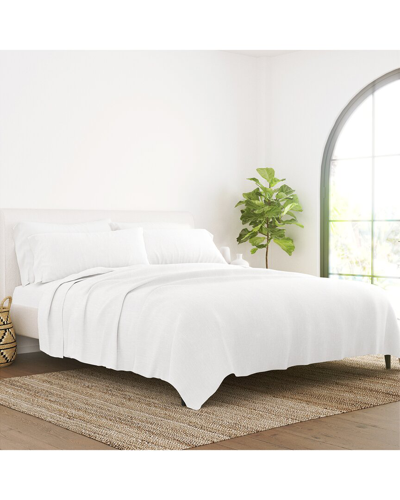 Home Collection Linen Bamboo Blend Premium Ultra Soft 4pc Sheet Set In White