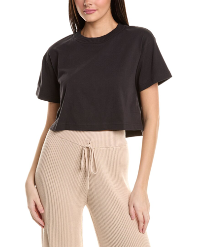 Chrldr Chuck Collar Rib Crop Top In Black