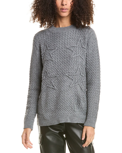 Chrldr Cable Stars Oversized Cable Sweater In Grey