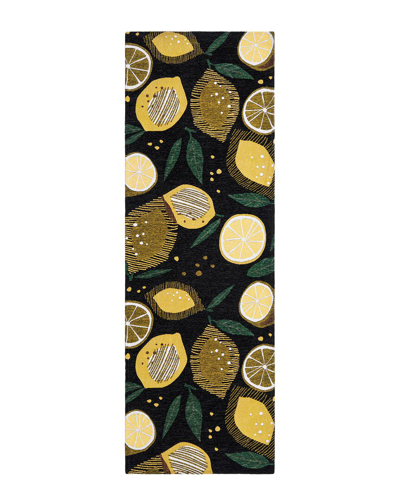 Town & Country Luxe Everwashª Woven Fresh Lemon Multi-use Decorative Rug In Black