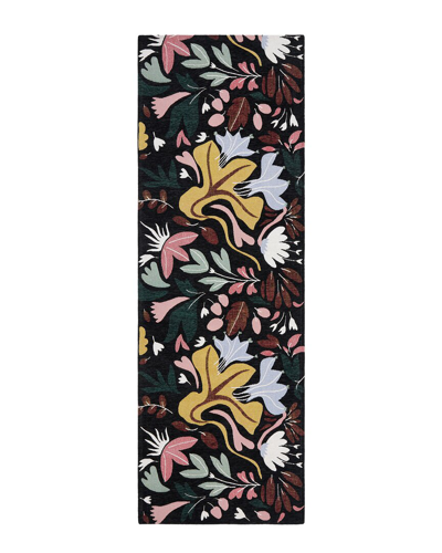 Town & Country Luxe Everwashª Woven Bold Floral Multi-use Decorative Rug In Black