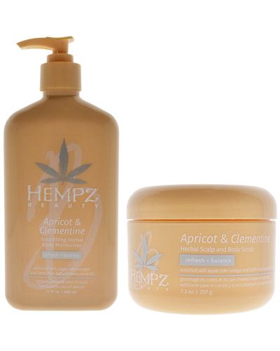 Hempz Unisex Apricot & Clementine Smoothing Herbal Body Moisturizer-scalp & Body Scrub Kit In White