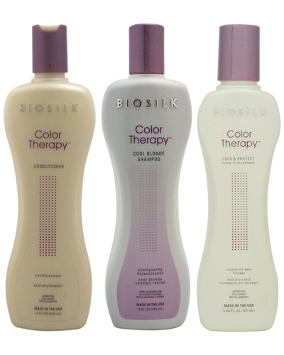 Biosilk Unisex Color Therapy Cool Blonde Shampoo And Conditioner In White