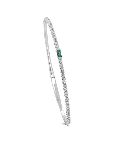 Sabrina Designs 14k 0.50 Ct. Tw. Diamond & Emerald Bangle Bracelet In Metallic