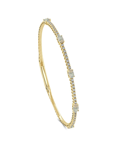Sabrina Designs 14k 1.20 Ct. Tw. Diamond & Opal Station Bangle Bracelet In Gold