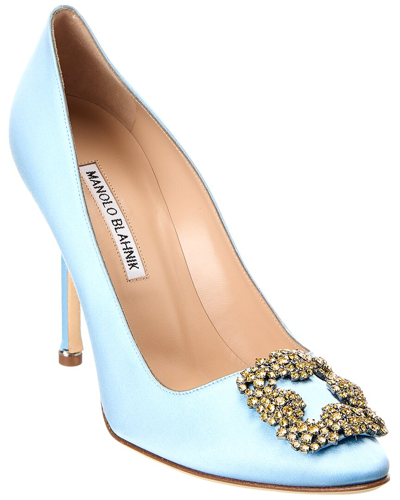 Manolo Blahnik Hangisi 110 Satin Pump In Blue