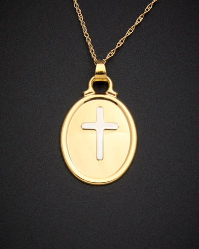 Italian Gold 14k Italian Two-tone Gold Cross Necklace