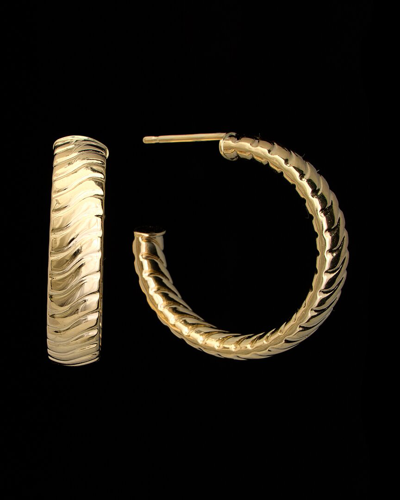 Italian Gold 14k  Ribbed Open Hoops