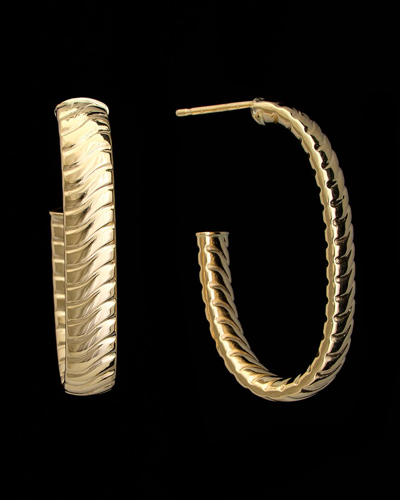 Italian Gold 14k  Ribbed Open Hoops