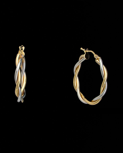 Italian Gold 18k Italian Two-tone Gold Twisted Hoops