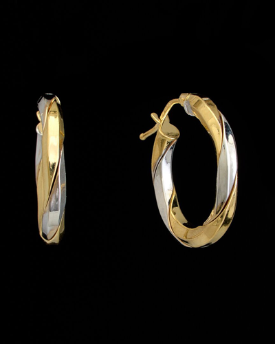 Italian Gold 18k Italian Two-tone Gold Twisted Hoops