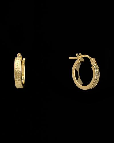 Italian Gold 18k  Greek Key Petite Hoops