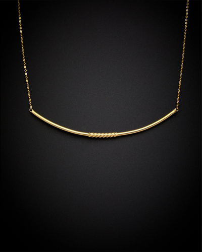 Italian Gold 18k  Curved Bar Necklace