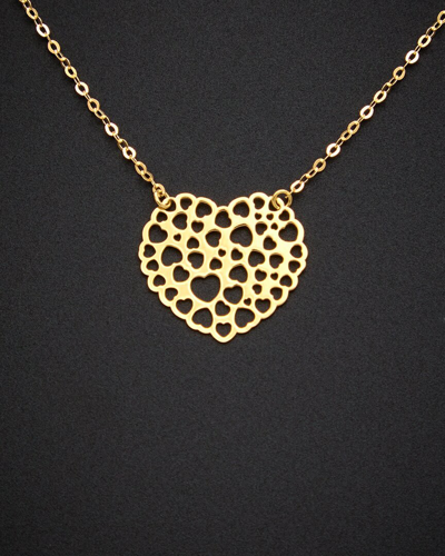 Italian Gold 18k  Cutout Heart Pendant Necklace