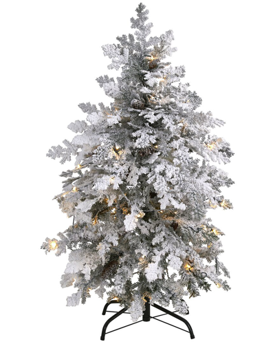 Nearly Natural 4ft Flocked Montana Down Swept Spruce Artificial Tree In Green