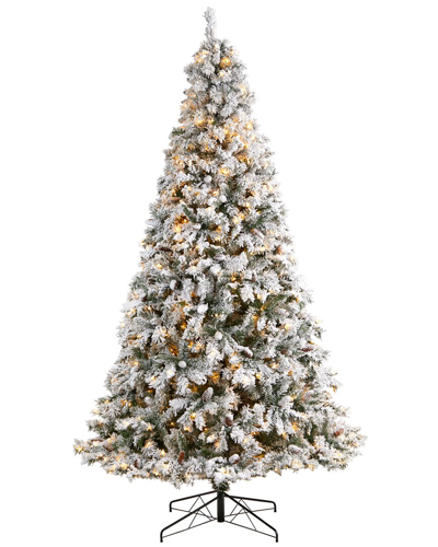 Nearly Natural 9ft Flocked White River Mountain Pine Artificial Christmas Tree In Green