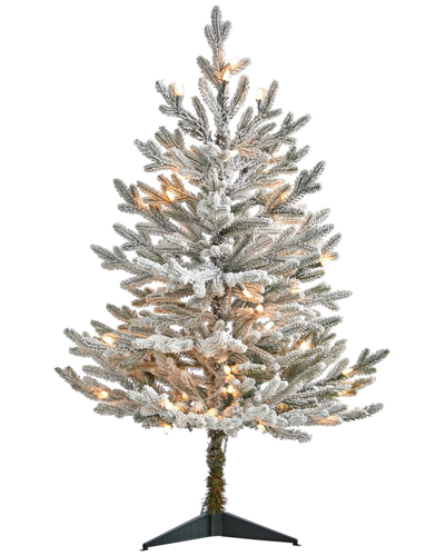 Nearly Natural 3ft Flocked Fraser Fir Artificial Christmas Tree In White