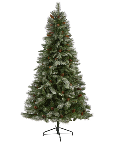 Nearly Natural 7ft Snowed French Alps Mountain Pine Artificial Christmas Tree In Green