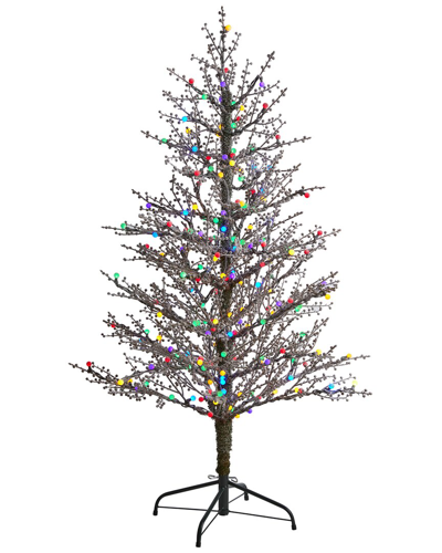 Nearly Natural 5ft Frosted Berry Twig Artificial Christmas Tree In Green