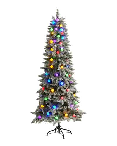Nearly Natural 6.5ft Flocked British Columbia Mountain Fir Artificial  Christmas Tree In Green