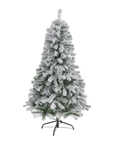 Nearly Natural 5ft Flocked Rock Springs Spruce Artificial Christmas Tree In Green
