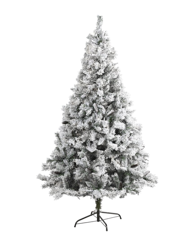 Nearly Natural 7ft Flocked White River Mountain Pine Artificial Christmas Tree In Green