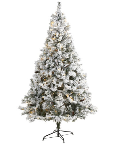 Nearly Natural 7ft Flocked White River Mountain Pine Artificial Christmas Tree In Green
