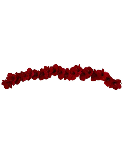 Nearly Natural 5ft Amaryllis Silk Garland In Red