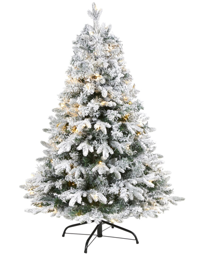 Nearly Natural 4ft Flocked Vermont Mixed Pine Artificial Christmas Tree In Green