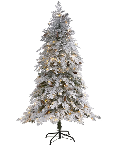 Nearly Natural 6ft Flocked Montana Down Swept Spruce Artificial Christmas Tree In Green