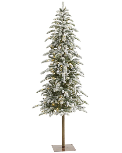Nearly Natural 6.5ft Flocked Washington Alpine Christmas Artificial Christmas  Tree In Green