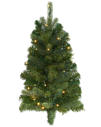 Nearly Natural 2ft Flat Back Wall Hanging Artificial Christmas Tree In Green
