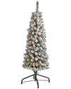 Nearly Natural 4ft Flocked Pencil Artificial Christmas Tree In White