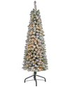 Nearly Natural 5ft Flocked Pencil Artificial Christmas Tree In White
