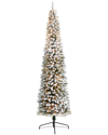 Nearly Natural 9ft Flocked Pencil Artificial Christmas Tree In White