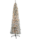 Nearly Natural 7ft Flocked Pencil Artificial Christmas Tree In White