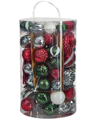 Nearly Natural Holiday Deluxe Shatterproof 100-count Christmas Tree Ornaments In Multicolor