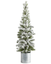 Nearly Natural 3ft Flocked Christmas Artificial Pine Tree In Green
