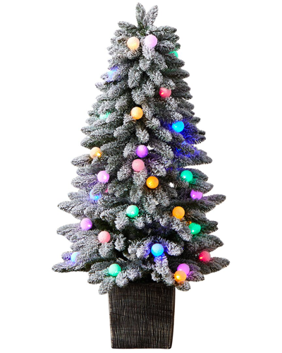 Nearly Natural 4ft Winter Flocked Pre-lit Artificial Christmas Tree In Green