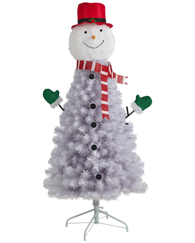 Nearly Natural 5ft Snowman Artificial Christmas Tree In White