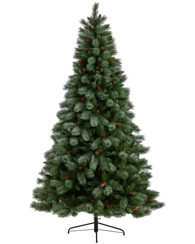 Nearly Natural 8ft Snowed French Alps Mountain Pine Artificial Christmas Tree In Green