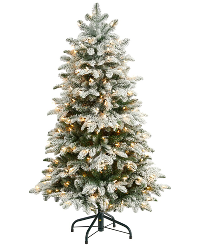 Nearly Natural 4ft Flocked North Carolina Fir Artificial Christmas Tree In Green