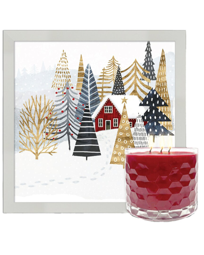 Courtside Market Wall Decor Courtside Market Holiday Chateau Framed Artboard & Winter Cranberry Soy Candle Set In Multicolor