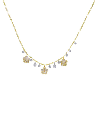 Meira T 14k Two-tone 0.40 Ct. Tw. Diamond Clover Necklace In Gold