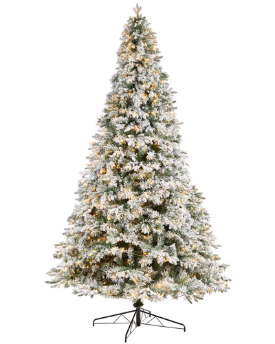 Nearly Natural 10ft Flocked Vermont Mixed Pine Artificial Christmas Tree In Green