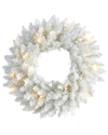 Nearly Natural Colorado Spruce Artificial Christmas Wreath With 129 Bendable Branches And 20 Warm Led Lights, 18" In White