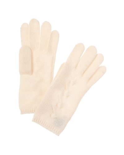 Portolano Chunky Cable Cashmere Gloves In White