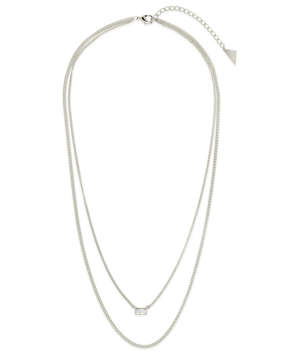 Sterling Forever Cz Layered Necklace In Metallic